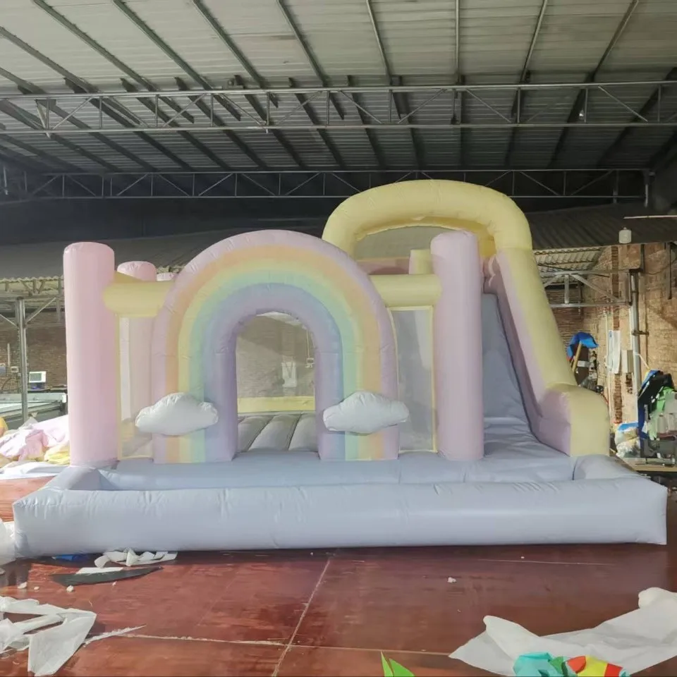 

Rainbow Inflatable Castle Children's Birthday Party Park Trampoline Home Trampoline Slide Ball Pool Paradise