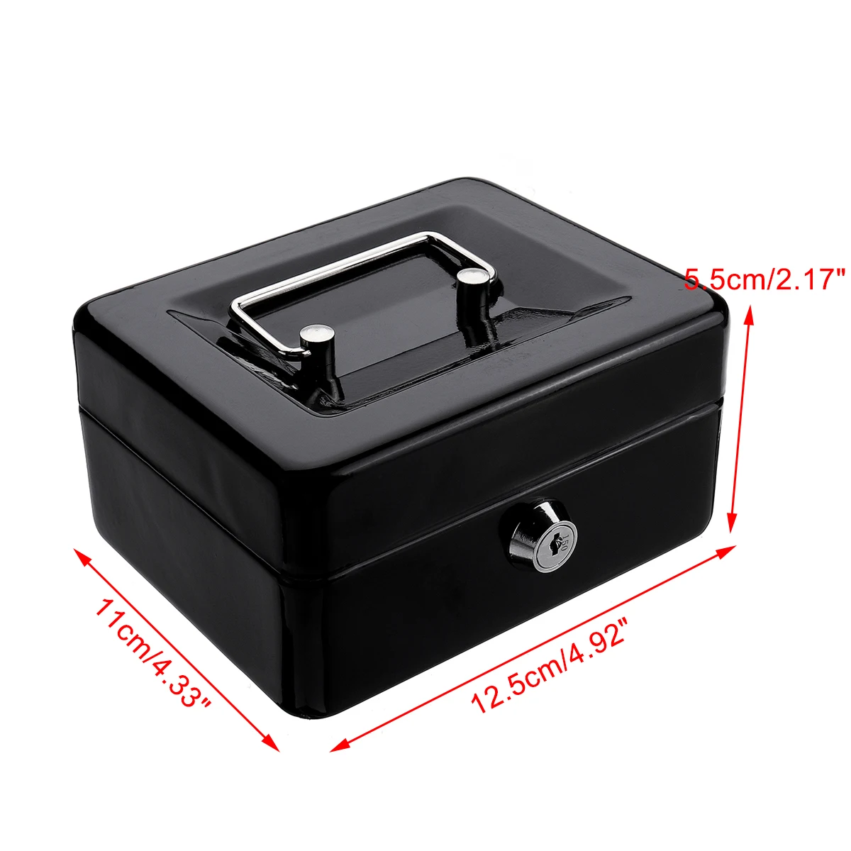 Mini Portable Sturdy Metal Money Safe Storage, Cash Box with Coin Tray, Petty Organiser, KeysLock Deposit, Black