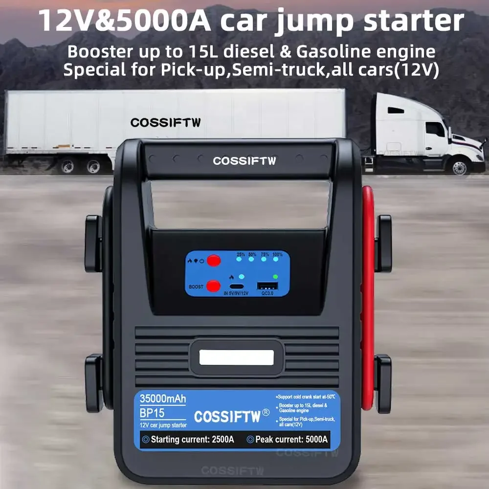 COSSIFTW Manufacturer's Price Frigid Weather No Charger Jump Starter for Trucks Pickup Truck Tank Bus RV 5000A Car Jump Starter