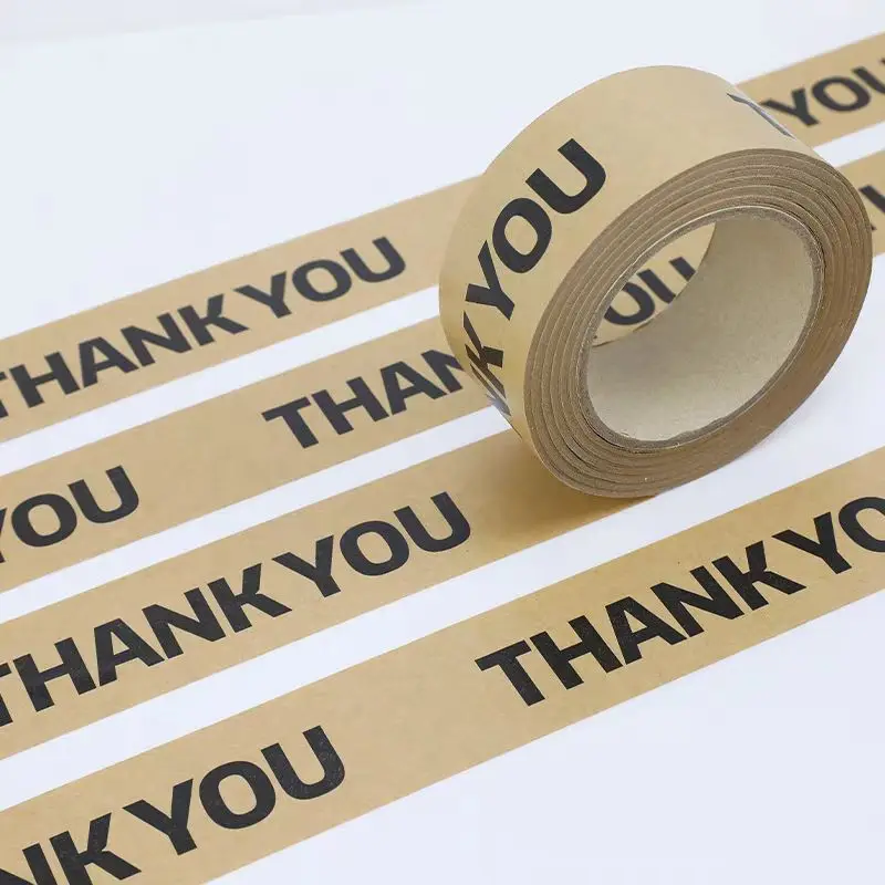 custom.Custom Printed Eco-Kraft Paper Packing Tape Roll Brown Gummed Activated/BOPP Self Reinforced Hot Melt Eco-Frie