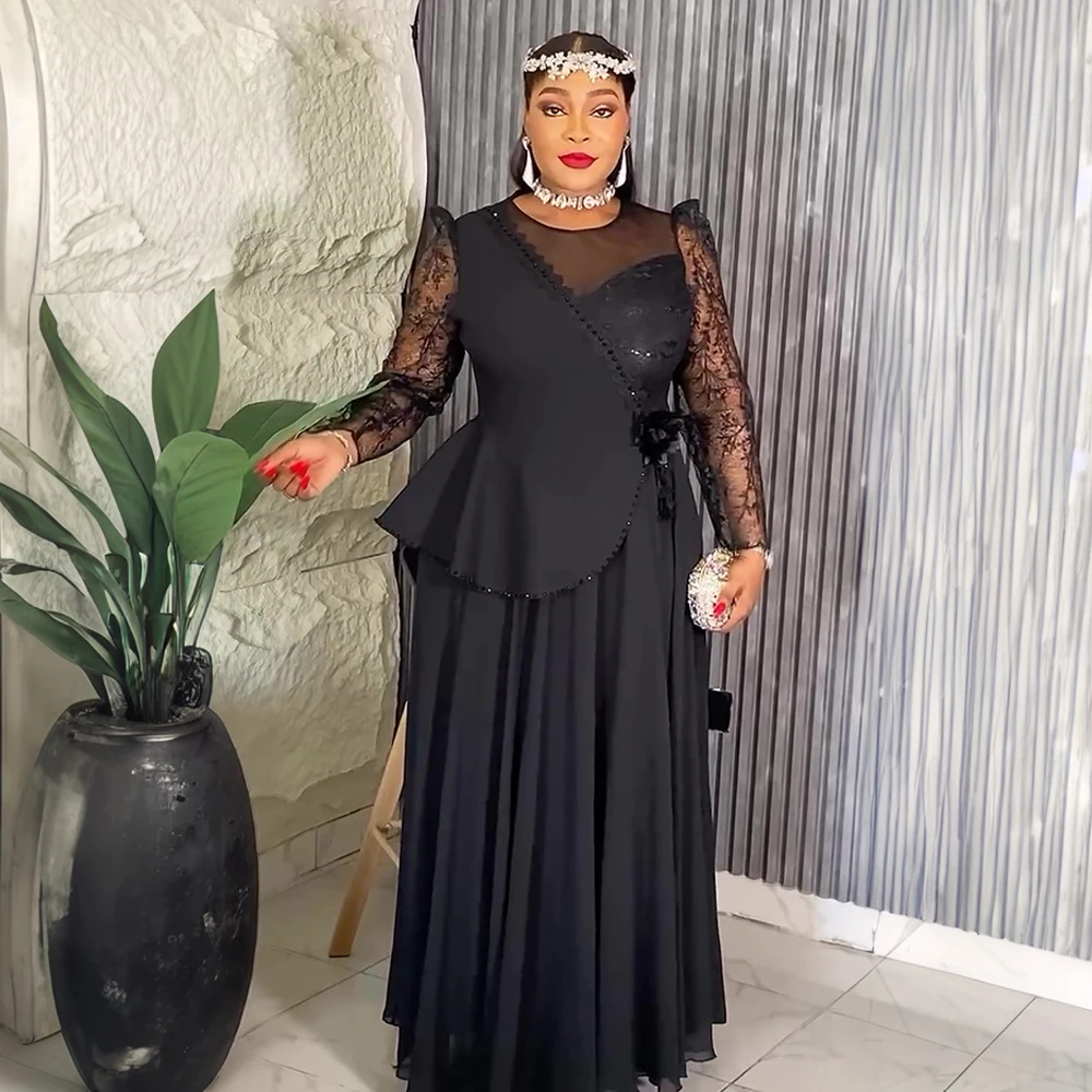 فساتين الحفلات الأفريقية مقاس كبير للنساء 2025 موضة جديدة Dashiki أنقرة فساتين زفاف دانتيل أنيقة فستان ماكسي إسلامي تركي