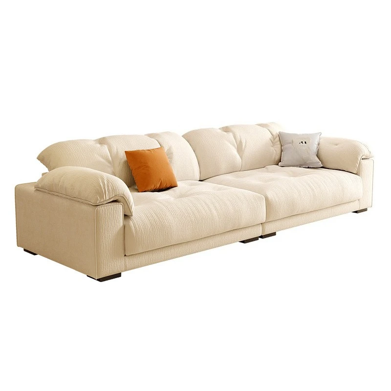 Cloud sofa cream wind removable and washable living room three-person fabric sofa