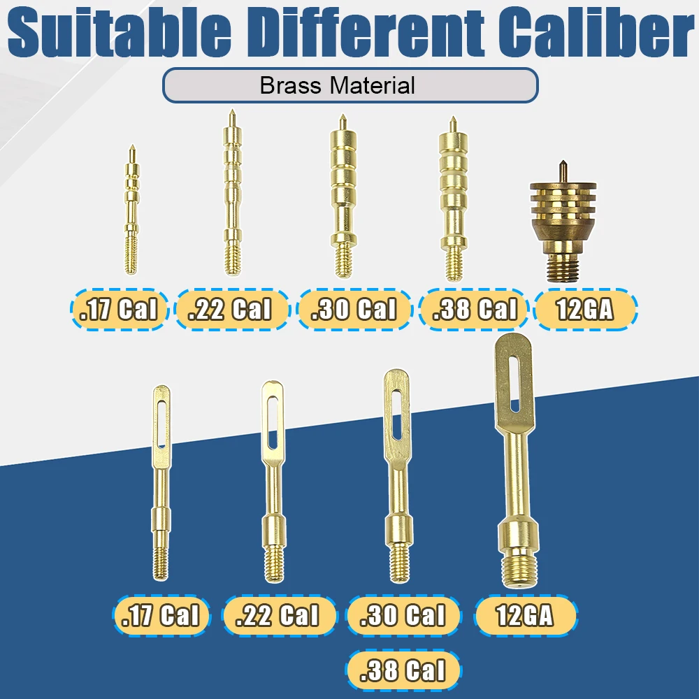 Universal Brass Gun Cleaning Jag/ Slotted Tip Set Fit 5-40/ 8-32/ 10-32/ 5/16-27 Thread for Pistol & Rifle Maintenance