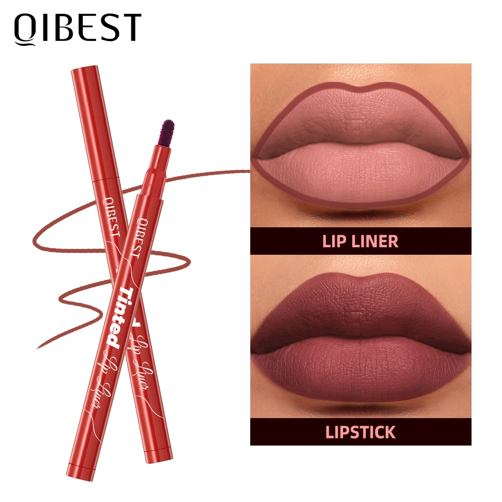 QIBEST 5-Farben-Lippenstift-Lipliner, nackt, weich, matt, Lipliner-Stift, nicht trocknend, wasserfest, aufpolsternd, umriss die Lippen, Kontur-Make-up