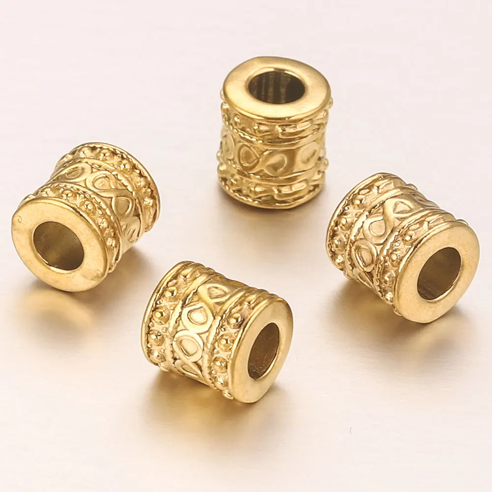 10pcs Stainless Steel Large Hole Cylinder Tube Infinity Symbol Beads Spacer Bead Fit for Original Charm Bracelet Jewelry Finding