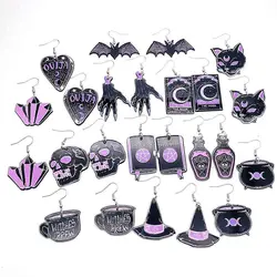 Halloween Funny Earrings Dark Wind Bat Skull Cat Personality Exaggerated Acrylic Earrings Festival Jewelry