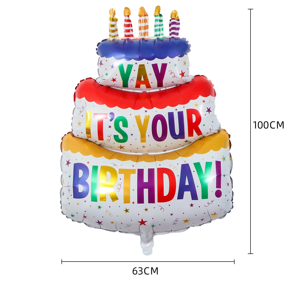 3D Birthday Cake Aluminum Film Balloon Decoration Colored Double Layer Cake 1 Year Old Baby Shower Birthday Party Supplies