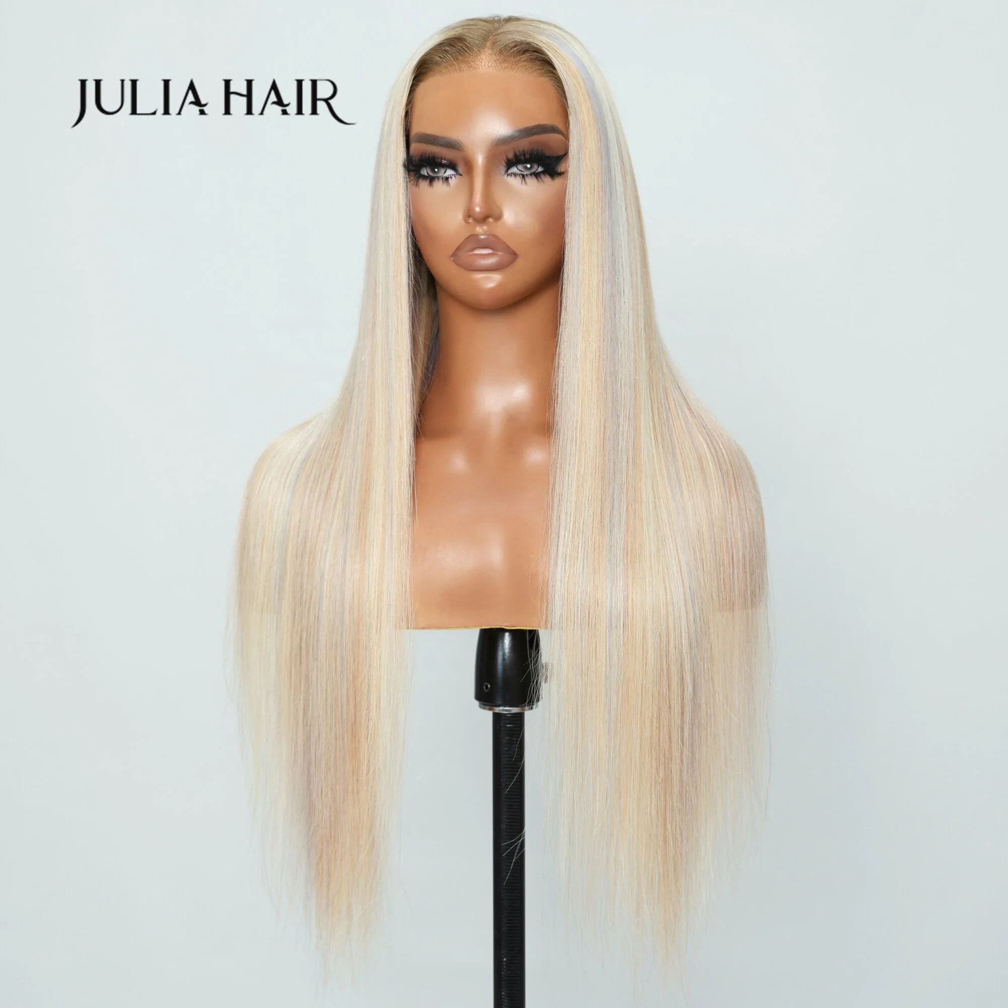 Julia Hair Straight Blonde T2/27/613 Wear Go 6x4.5 Pre Cut Lace Wig #613 Human Hair Wig Pre-Plucked With Bleached Knots