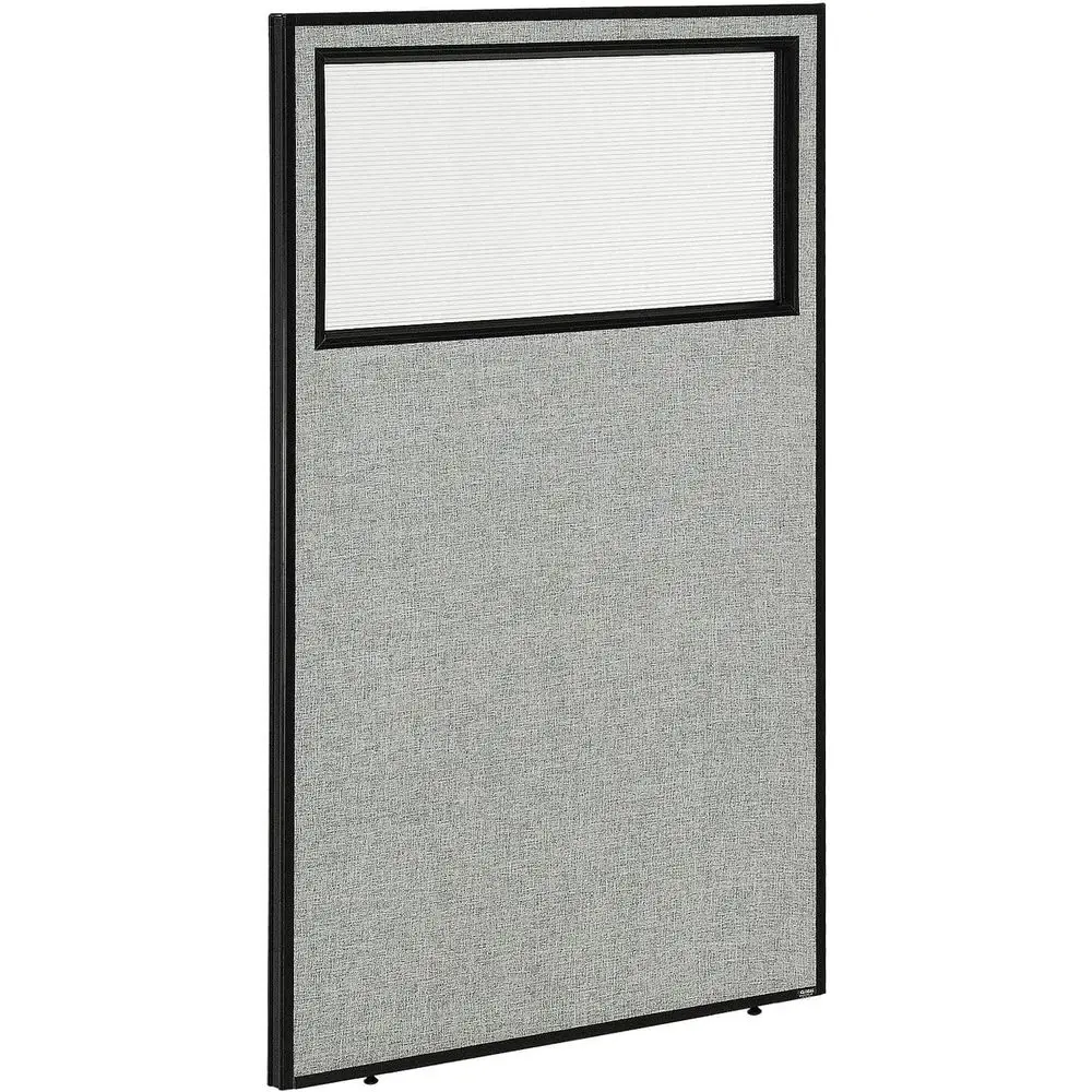 

36.25 Wide x 60 Tall Office Partition Panel with Partial Glass, Gray