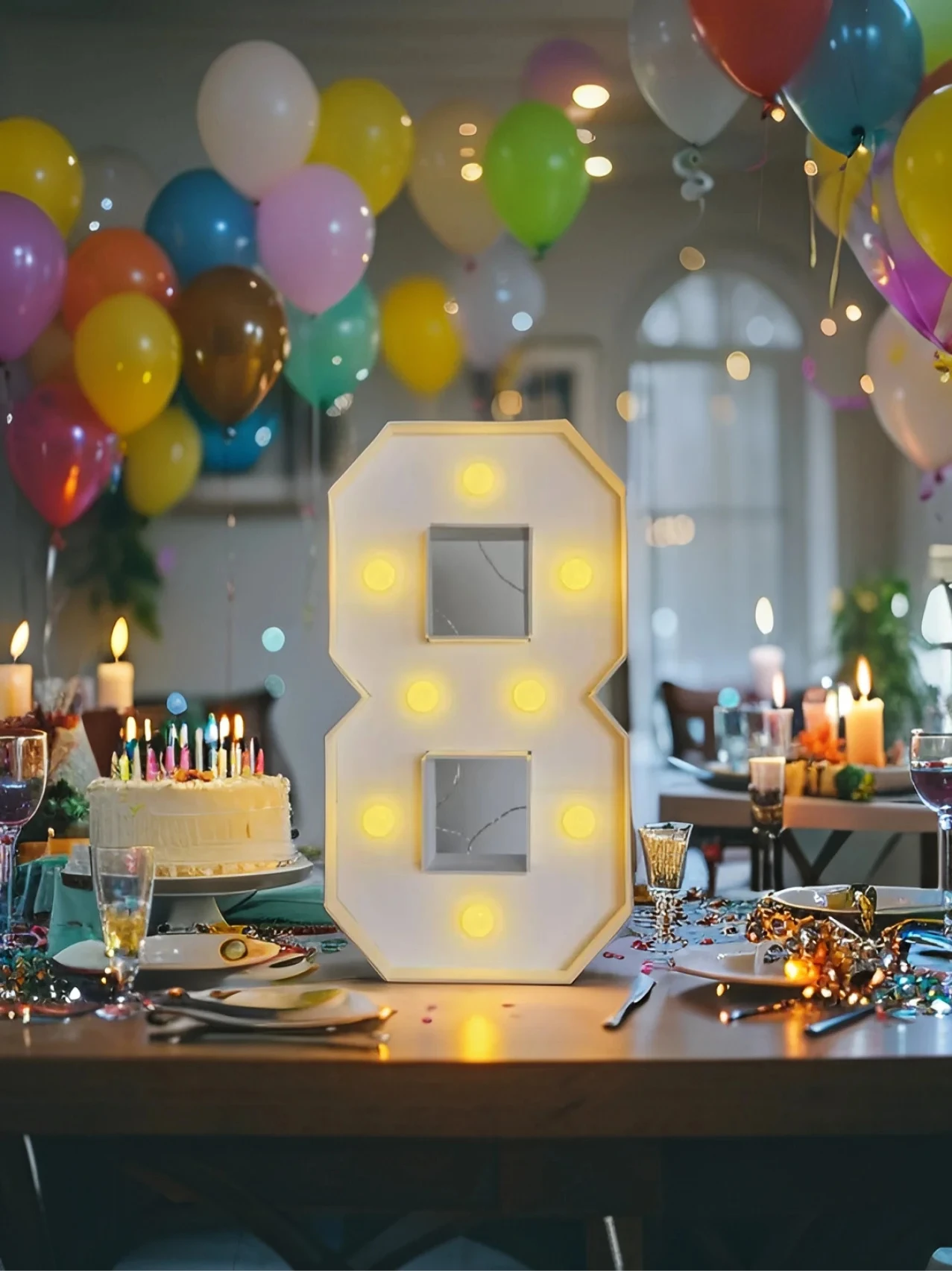73cm LED verlichte cijferballonframe 3D verlichte marquee cijfers voor 18e, 30e, 40e, 50e verjaardag feest jubileum decoratie