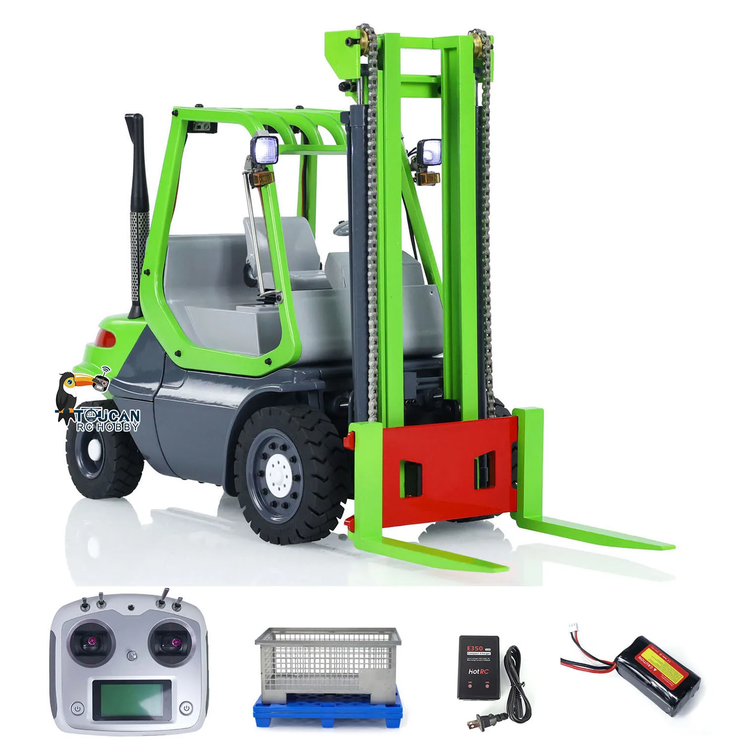 

Metal 1/14 RC Hydraulic Forklift Wheeled Transfer Car RTR Sound Light System Remote Control Construction Vehicles Toy Models