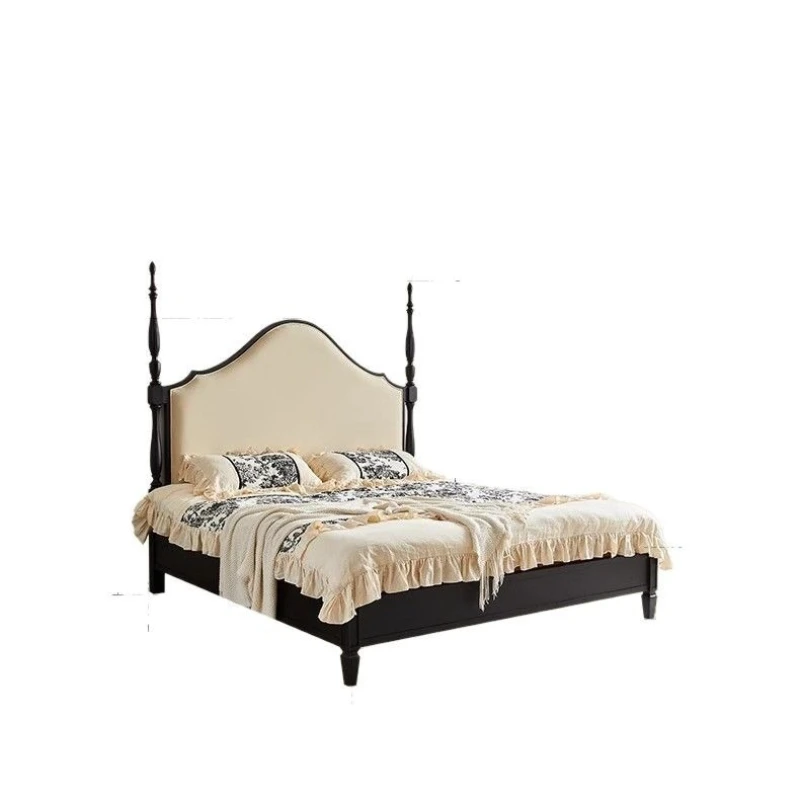 

Ash wood antique American master bedroom 1.8 meters bed light luxury Roman bed