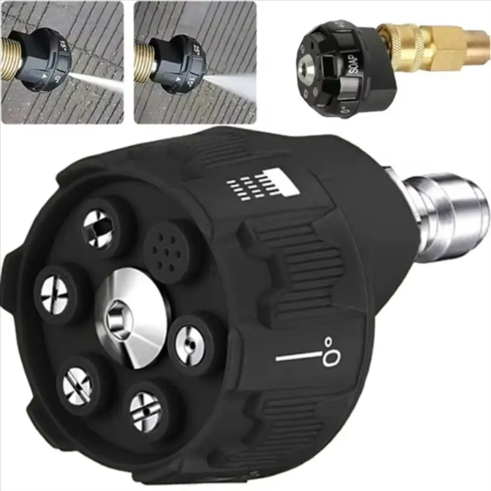 6in1 Design Pressure Washer Nozzle 0 15 25 40 Degree Rotation Watering Quick Connect Nozzle 1/4Inch Connector Change-Over Nozzle