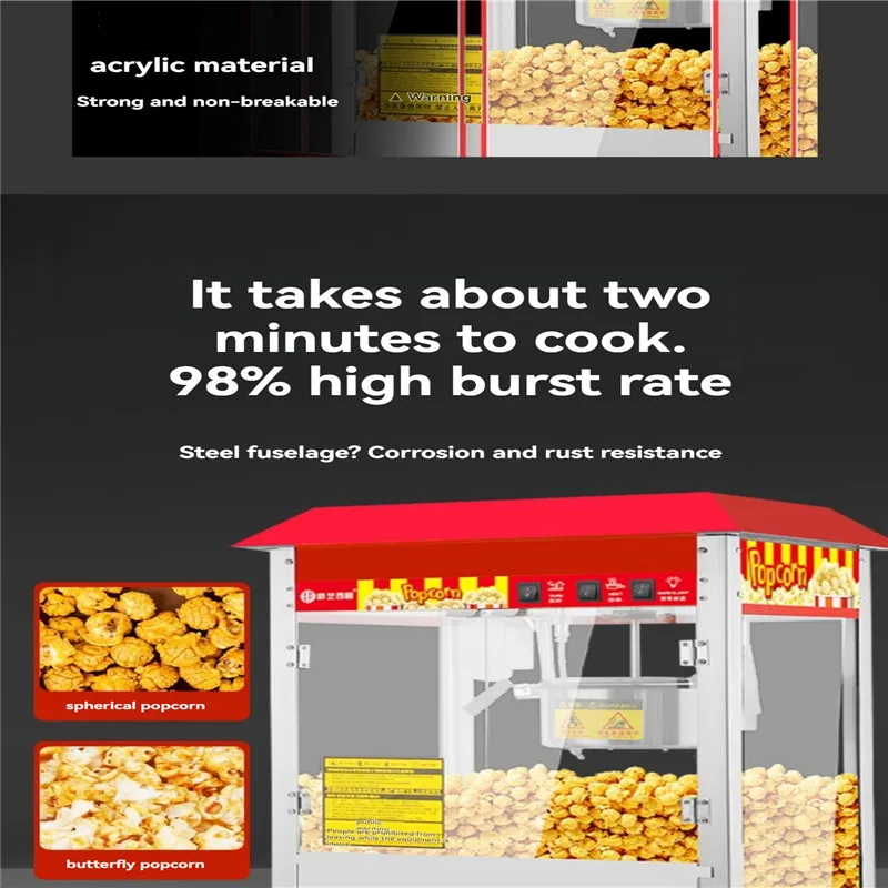 Red Top Commercial Electric Popcorn Machine Customized Popcorn Machine Popcorn Machine 8oz Water Bottle