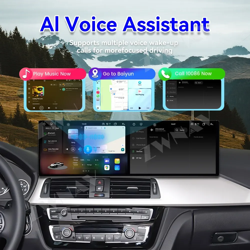 Dual Screen 9.1 Inch Android 15 Car Stereo for BMW 3 Series 2013-2017 NBT Wireless CarPlay GPS Navigation Radio Head Unit