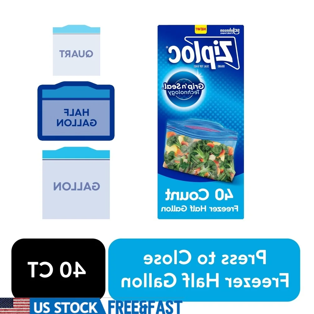 

Сумки для хранения морозильной камеры на половину галлона. Технология уплотнения. 40 шт., защита свежести еды. Предотвращает ожоги морозильной камеры. Идеальное приготовление еды.