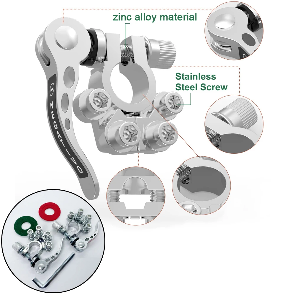1 Pair car battery terminal Quick disconnect auto cables connectors Clamps 12V 24V Terminal Clamp 4 Way Car Batteries Top Post