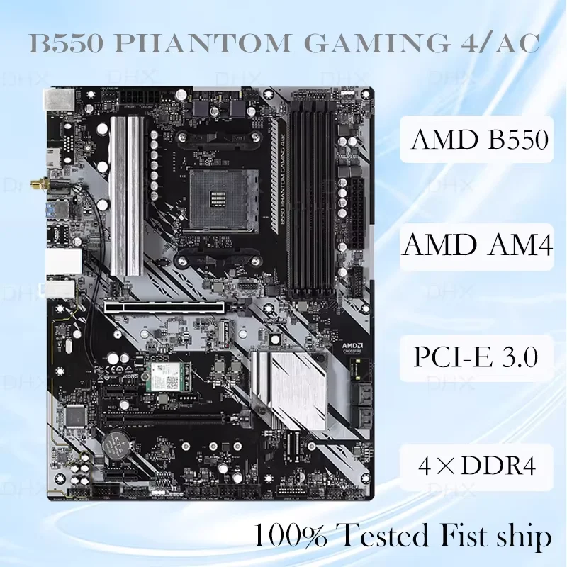 For Asrock B550 PHANTOM GAMING 4/AC Motherboard Support 5600G 5700X 5800x3D CPU Socket DDR4 128GB ATX Mainboard 100% Tested