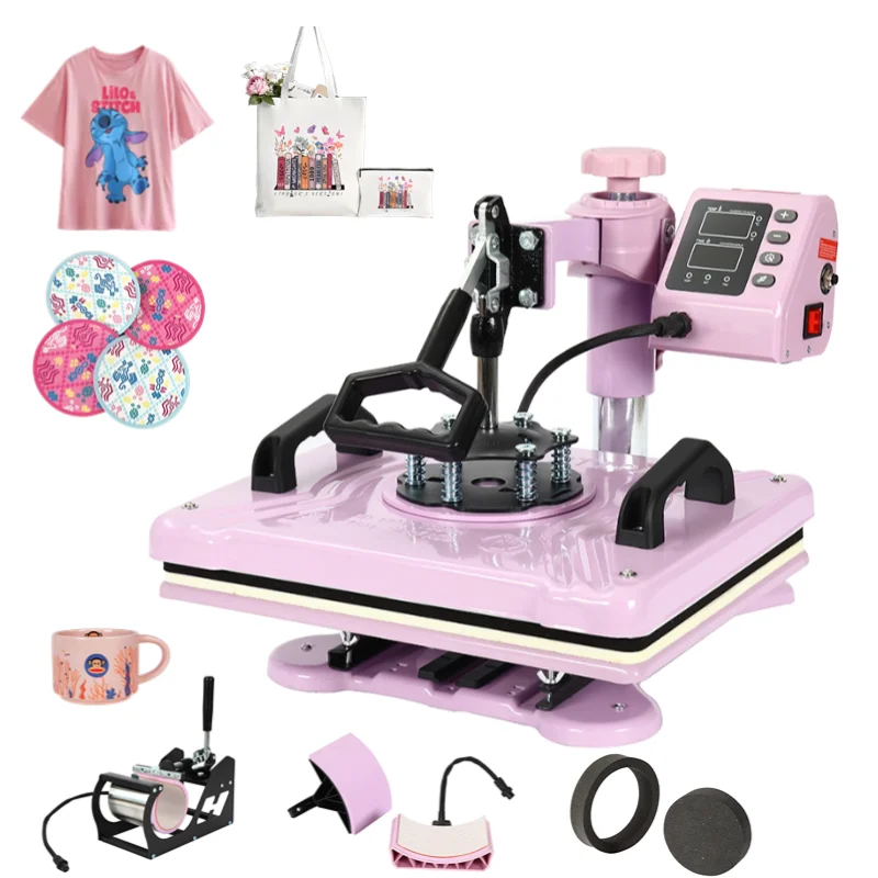 

5 in 1 29x38CM flatbed printer combination hot press new conditions t-shirt cup mug printing machine
