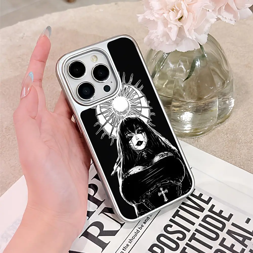 

Terror Gothic Art Mobile Phone Case for iPhone 17 16 15 14 13 12 11 Air Pro Max Plus Silver Plating Colorful Cover Cover Pretty