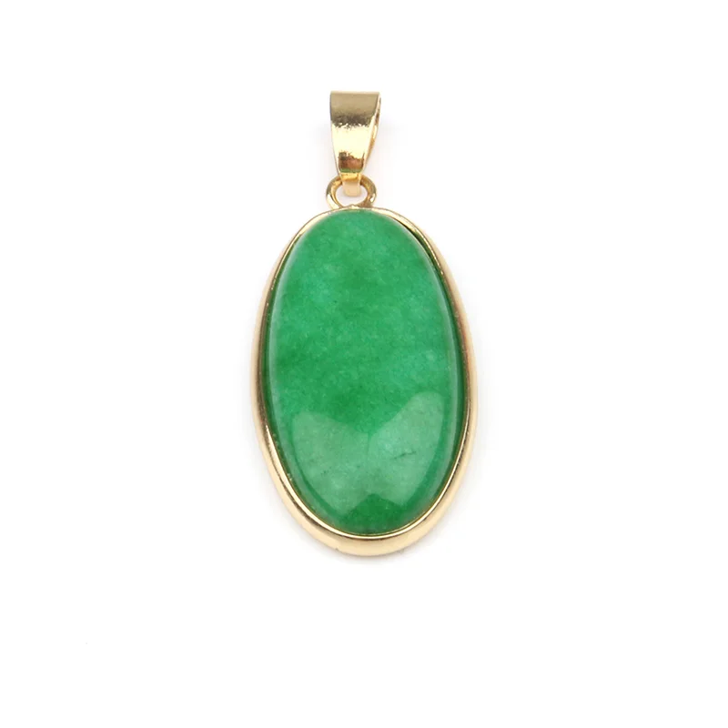 Natural Stone Gem Egg-shaped Malachite Quartz Agate Pendant Handmade Crafts Necklace Jewelry Accessories for Woman 40x16x6mm