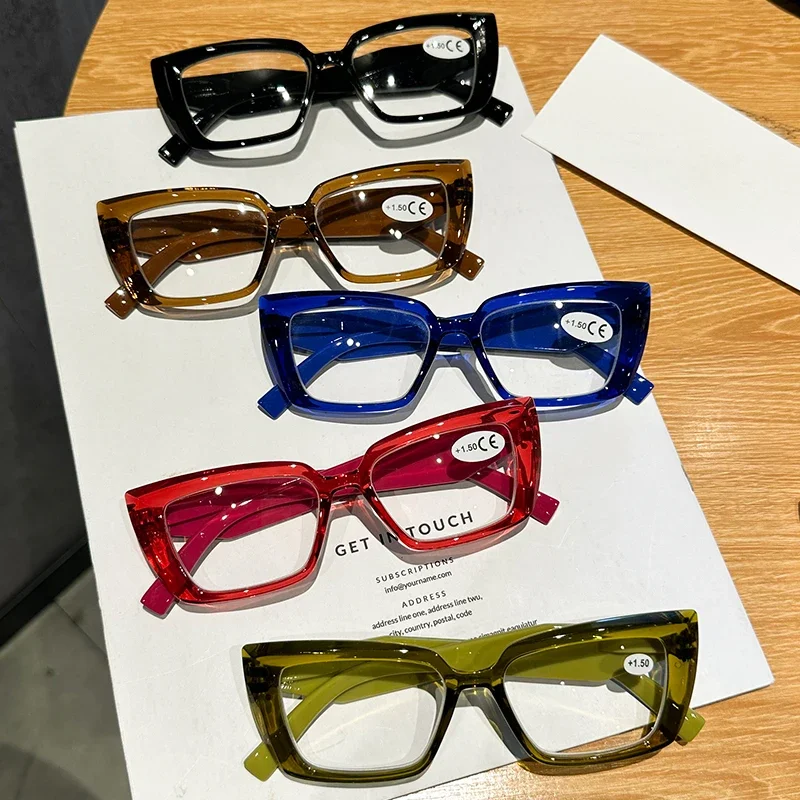 Men Women Small Square Frame Reading Glasses Fashionable Trendy Ultralight Presbyopia Retro HD Far Sight Eyeglasses Plus Diopter image 2