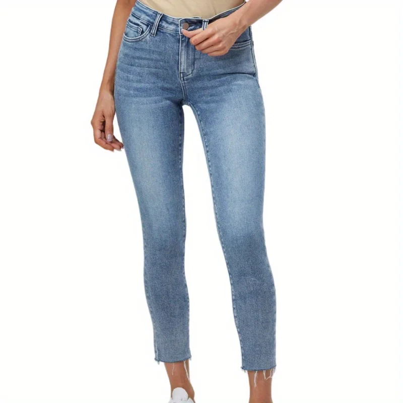 

Women High Waist Hip Lift Straight Jeans Four Seasons Casual Slim Denim Pants Daily Female Comfortable Office Commuter Trousers