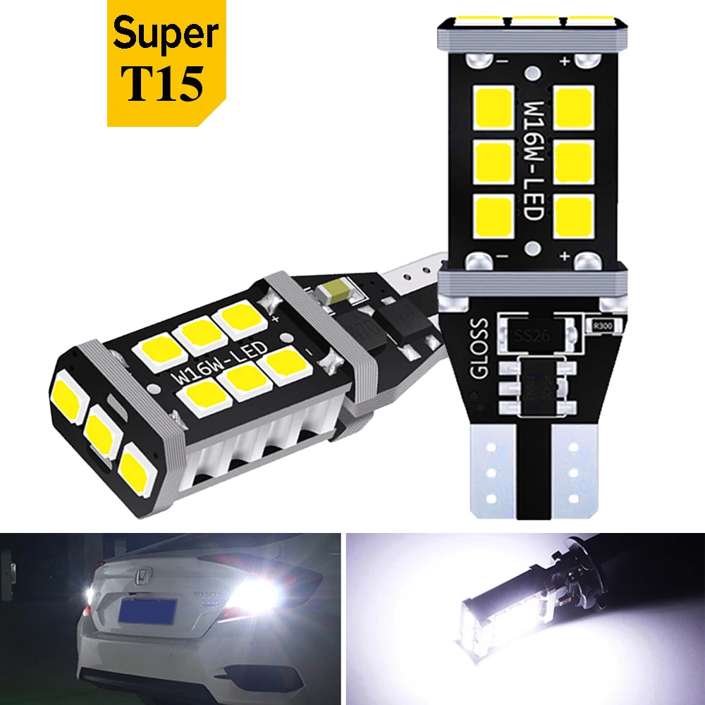 2Pcs W16W T15 921 912 Led Auto Lamps White Orange Red Backup Reversing Lights For Toyota Camry 40 Corolla 150 Prius 12V