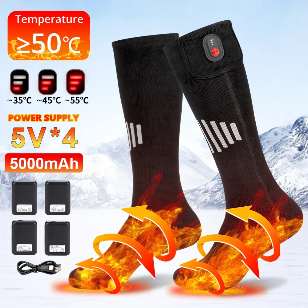 Winter Heated Socks Warmth Winter Heated Socks Rechargeable Electric Heating Socks for Hiking Camping Skiing Mountaineering