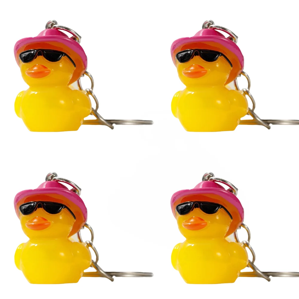 20 pcs 3D Cute Duck with Hat Keychain Charms Cartoon Resin Pendant Keyring