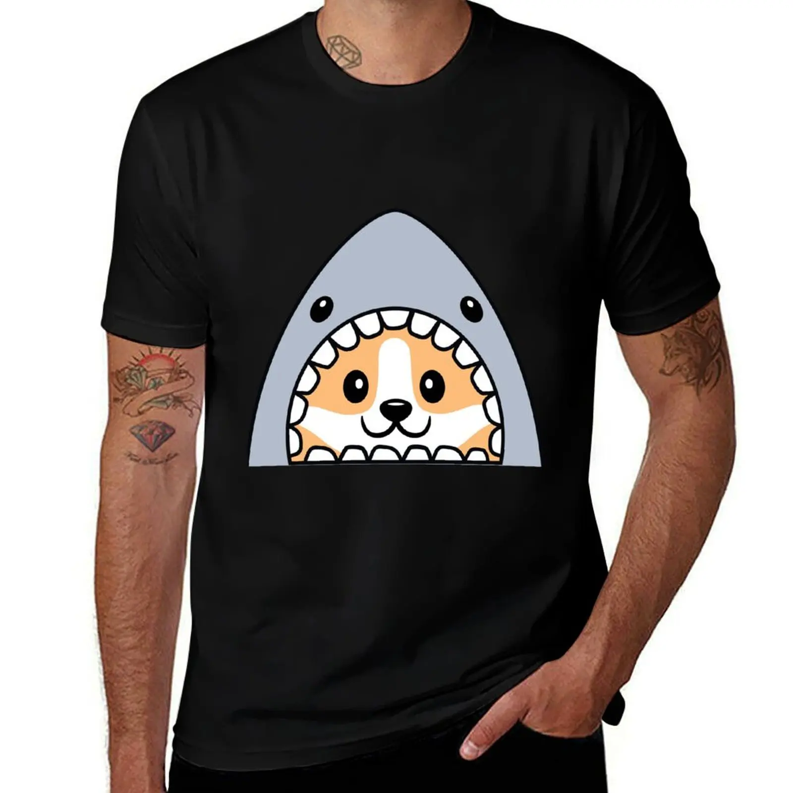 

Shark! Corgi Disguise T-Shirt t shirt for man cotton t shirts man 100% T-Shirt