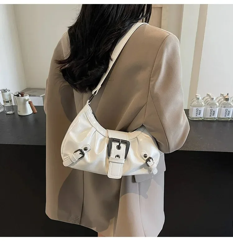 Retro Y2K Plissierte Hobo-Schultertasche für Damen, Trendige Maillard-Style Unterarmtasche, Clutch-Handtaschen für Reisen, Arbeit und Shopping – Detail 24