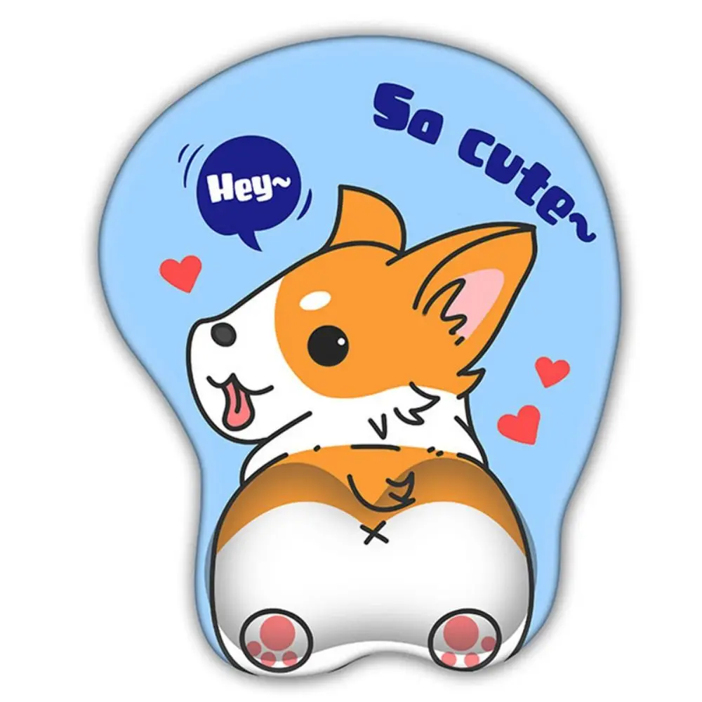Comfortable Palm Cute Corgi Mouse Pad Non Slip Cute Animal Silicone Wrist Guard Ergonomic Design Mouse Pad Laptops Office