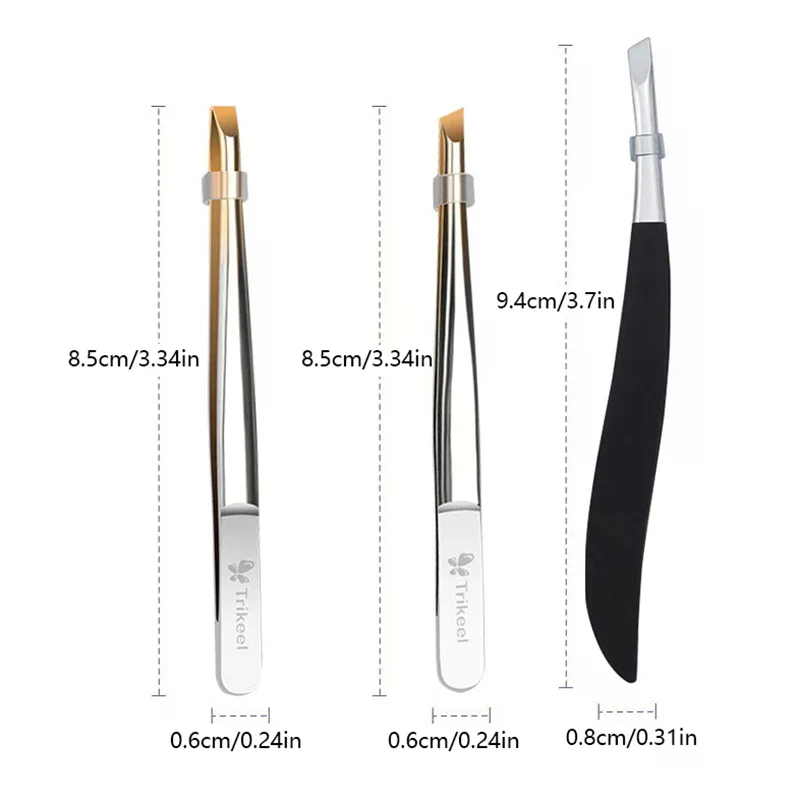 ステンレス鋼フラット/斜め先端多機能ピンセット眉毛ピンセット顔の毛の除去メイクアップツールつけまつげピンセットツール