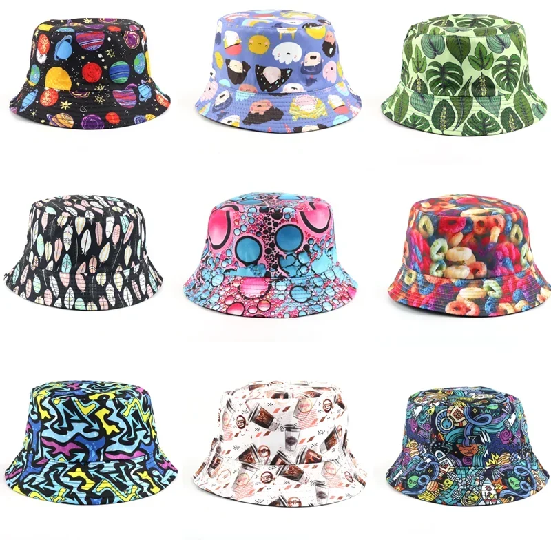 2022 Fashion Unisex Fisherman Hat Summer Double-sided Printed Women\'s Hats Outdoor Sun Cap Men\'s Classic Panama Fisherman Caps