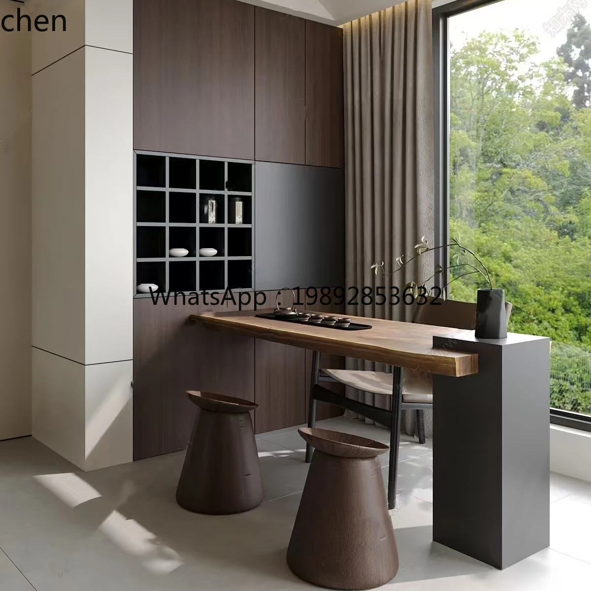 Picture 3: simple tea table chair high-end home tea table solid wood suspended tea table