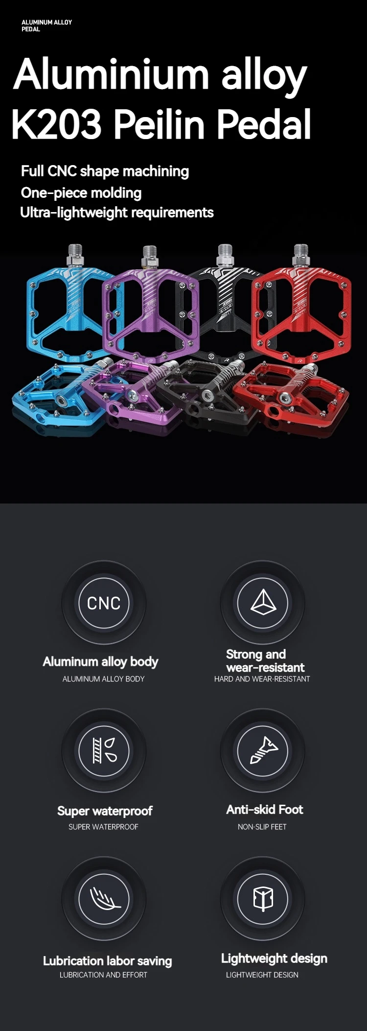 ENLEE MTB Fahrrad Pedal Aluminium Legierung Breite Flache XC DH Fahrrad Pedal Ultra Licht Fahrrad Pedal BMX Teile – Detail 1
