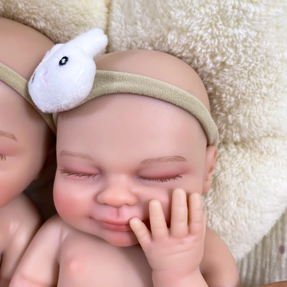 1Pc Chubby Reborn Doll Twins 13.5 Inch Full Body Silicone Reborn Baby Doll Girl Soft Solid Silicone Doll Birthday Christmas Gift