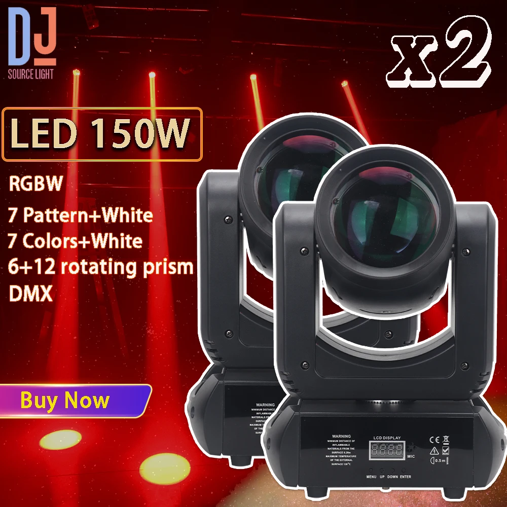 2Pcs/lot LED 150W Beam Spot Moving Head Light With 6+12 Rotating Prism DMX DJ Disco Party Club Wedding Stage Lighting Effect