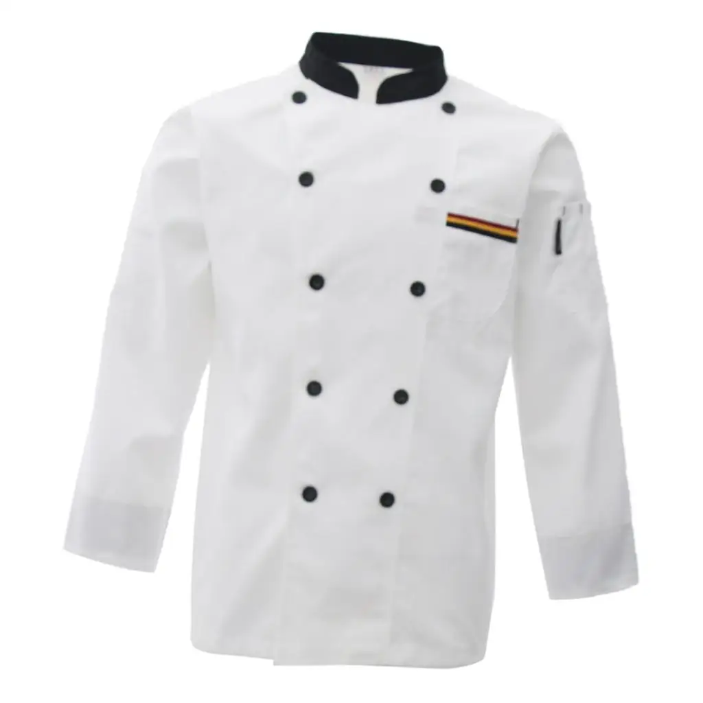 Unisex Long Sleeve Chef Coat with Long Sleeves for Men Women White Color