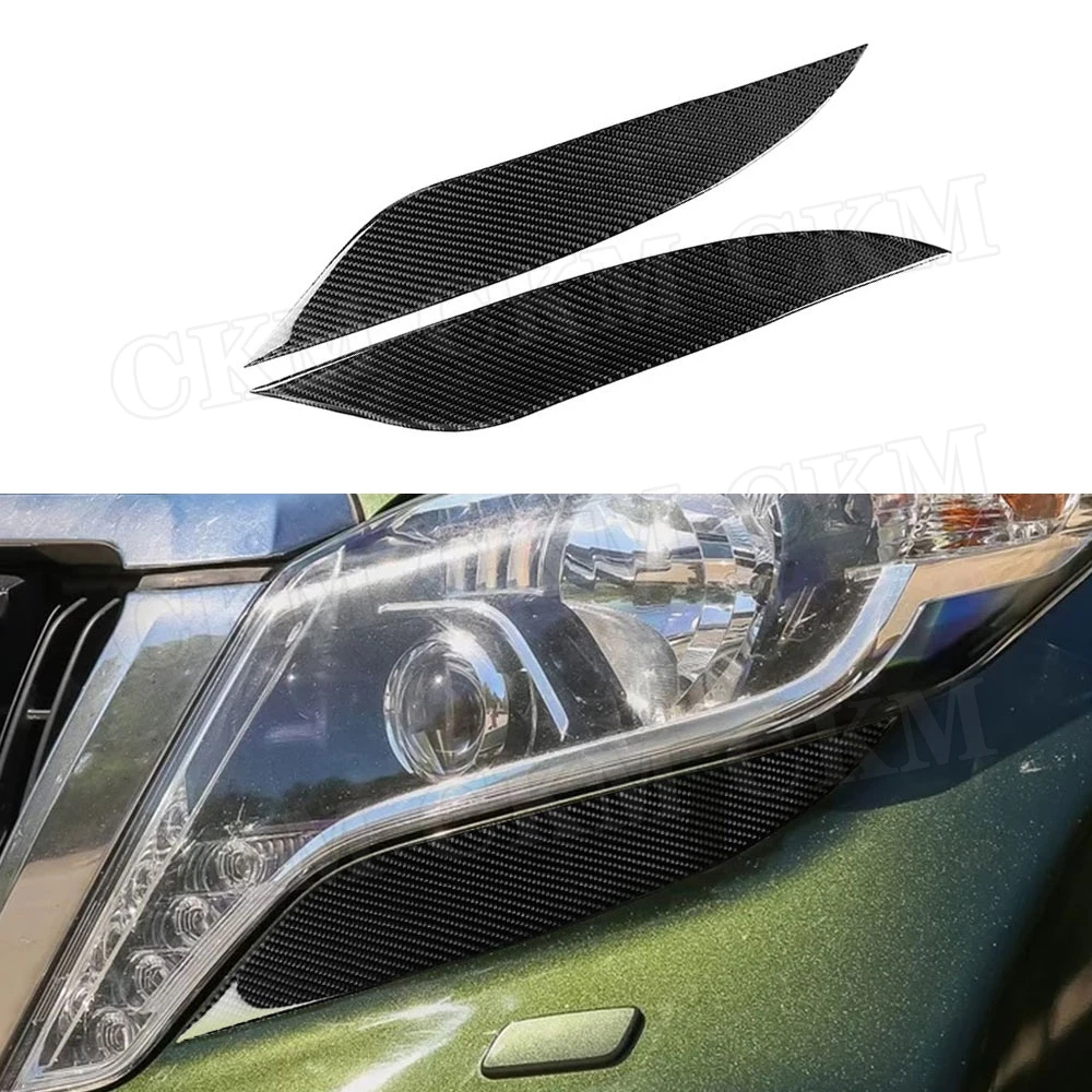 

Carbon Fiber Car Front Lamp Headlight Lower Eyelids Exterior Trim Cover Stickers For Toyota Land Cruiser Prado 2014-2017