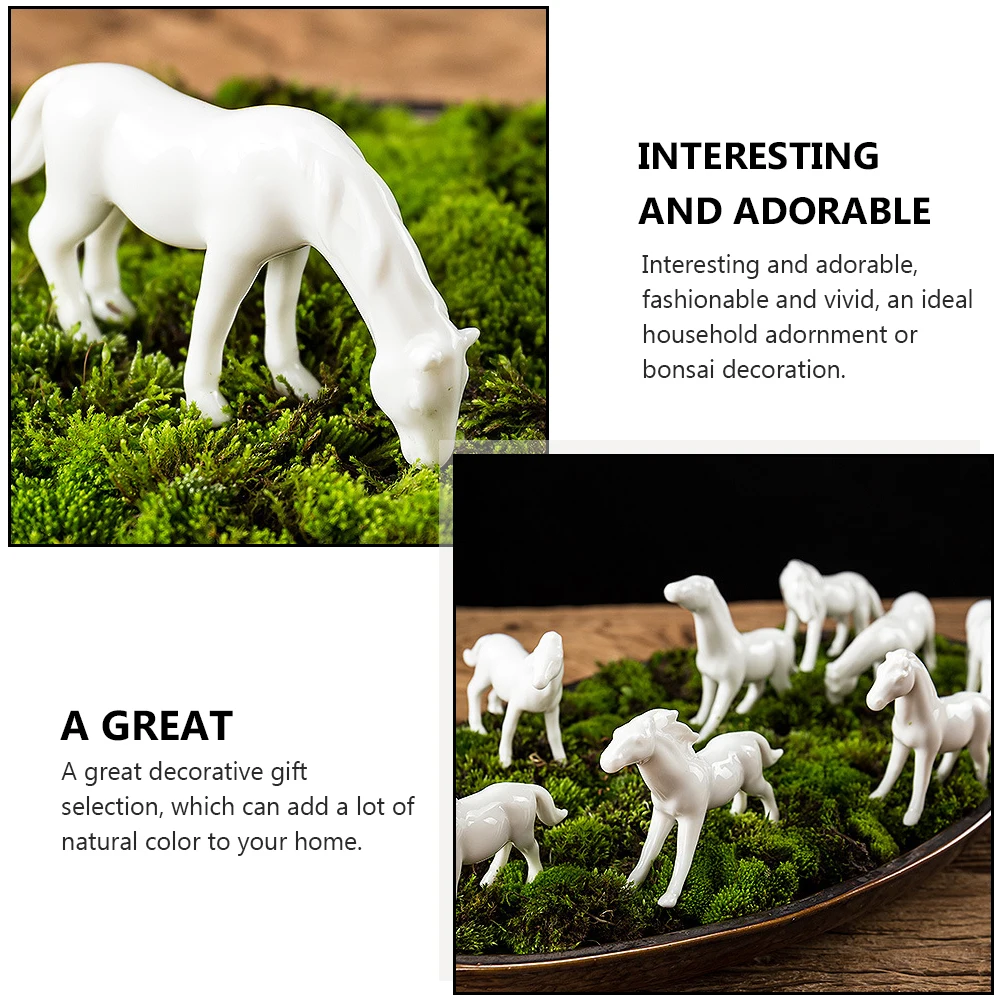 

Ceramic Ornaments Mini Horse Figurines Small Decor Statue Porcelain Crafts For Home Bonsai Adornment Micro Landscape Fish