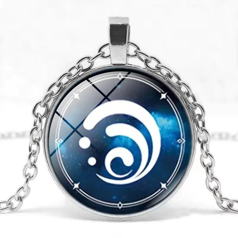 Anime Genshin Impact Game Time Jewel Necklace Elements Pendants Role-playing Props Men's and Women's Jewelry Gift Accessories