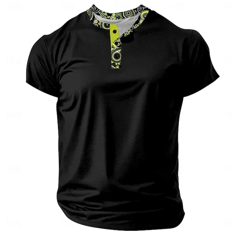 Sommer Herren Pullover Boutique Farbverlauf Bedruckt Atmungsaktiv Knopfleiste Pullover Herrenbekleidung 3D Waffel Kurzarm Mode-Oberteil – Detail 18