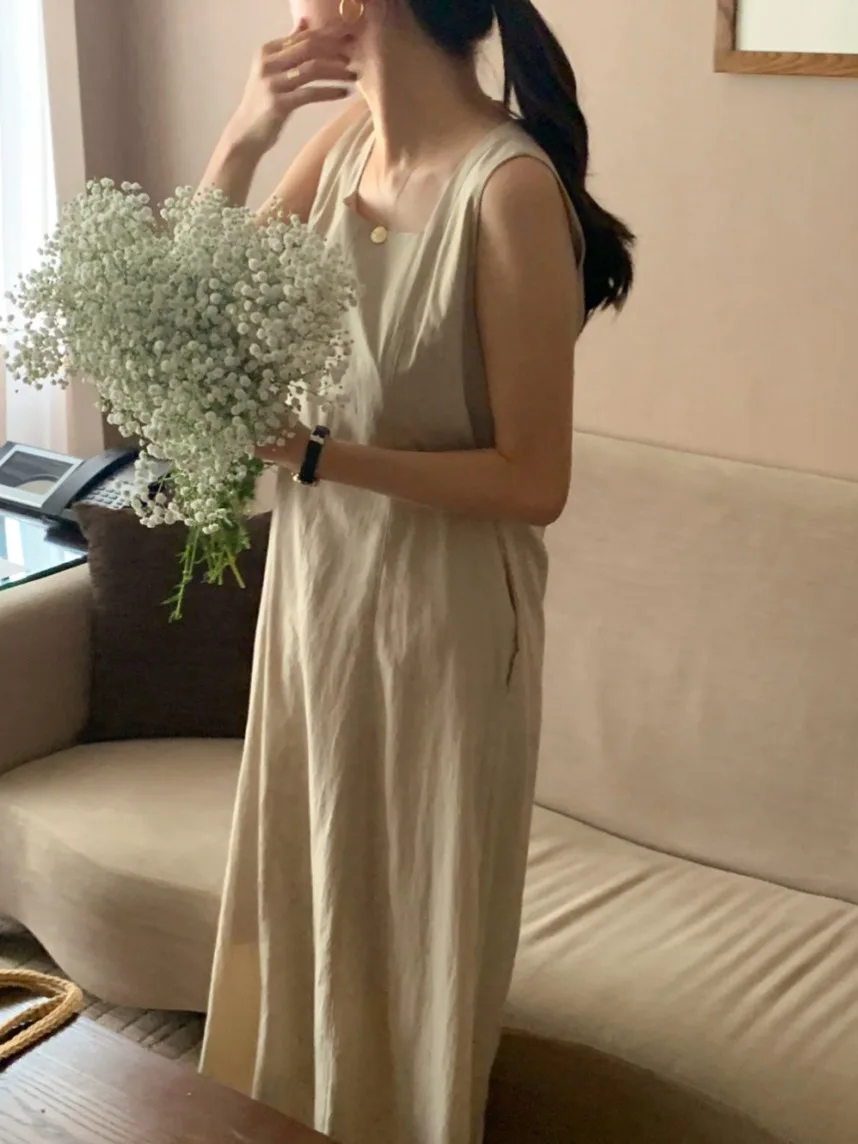 Prosta Długa Wąska Bawełniana Lniana Kamizelka Dr Dojazdy Do Pracy Lato Sezon Średniej Długości Linia A Sylwetka Kolor Wzór