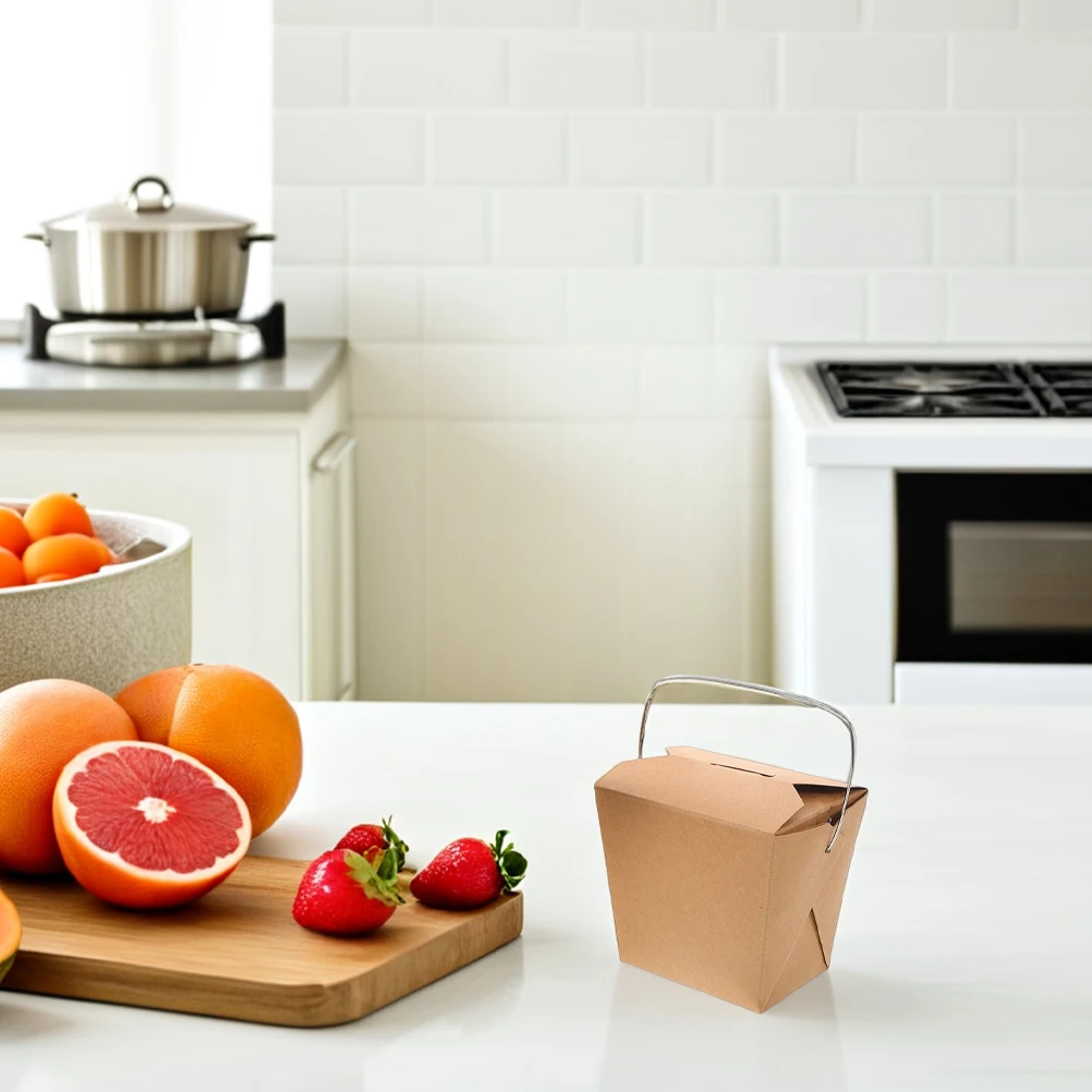 Cajas de comida para llevar chinas, contenedor para llevar con mango de Metal para pollo, patatas fritas, arroz frito, Catering, Picnic, comida rápida, 50 Uds.