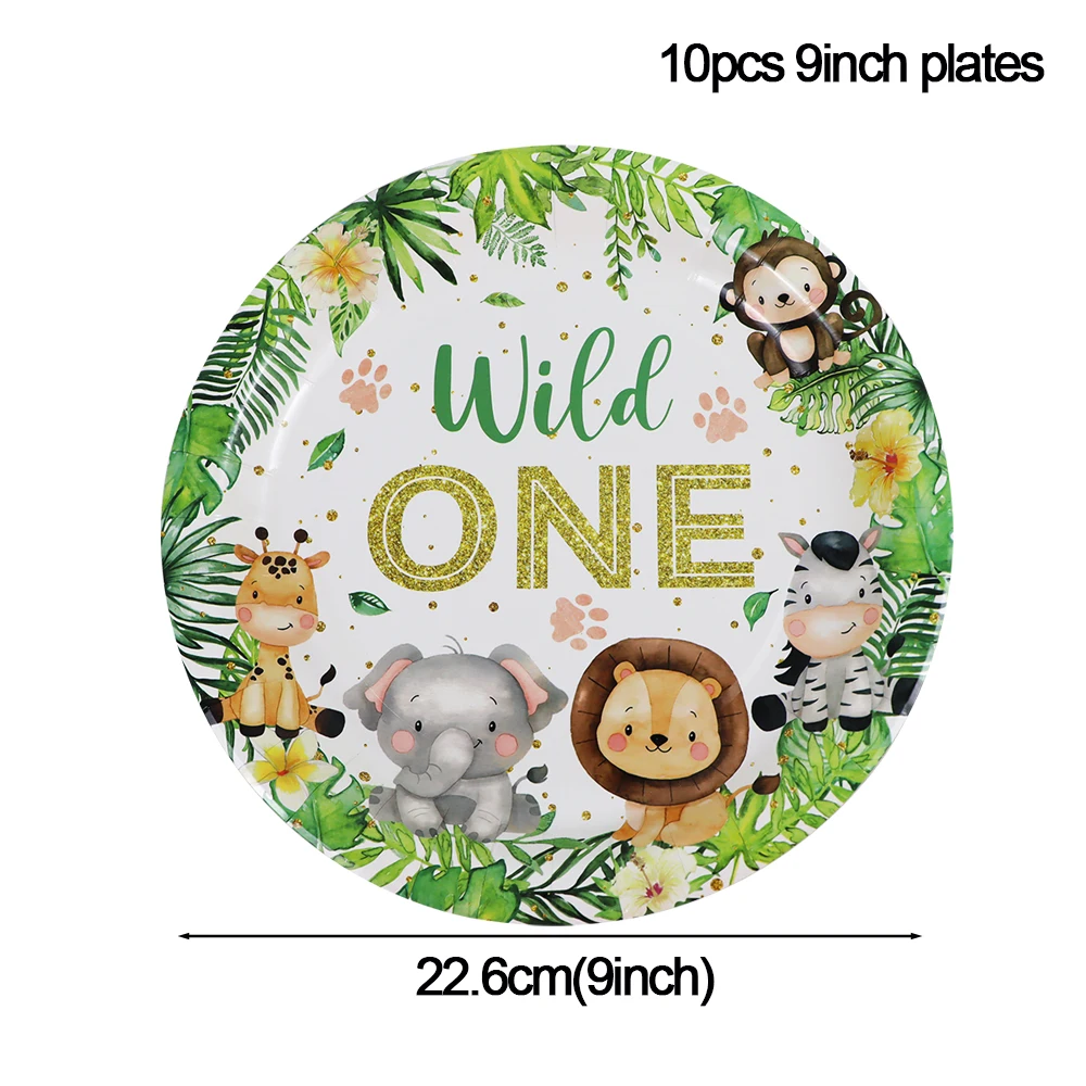 Wald Dschungel Geburtstag Party Dekorationen Wild One Tier Tischdecke Geschirr Set Woodland Safari Happy Birthday Party Supplies – Detail 9