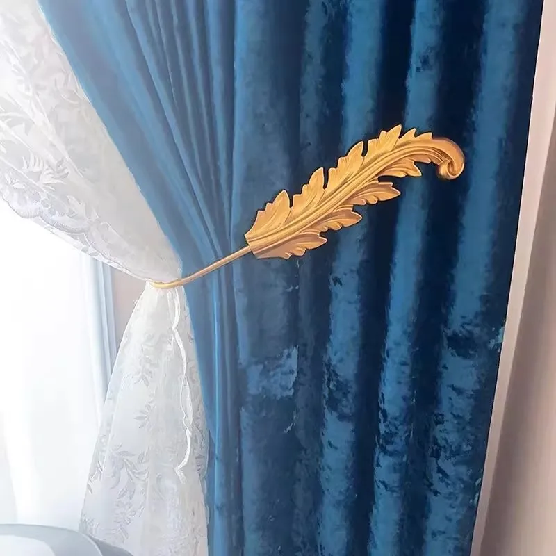 2Pcs/Nordic Style Tree Leaf Shaped Curtain Hook, No Tie, Large U-Shaped Wall Hook, Living Room Villa Curtain Fabric Wall Hook