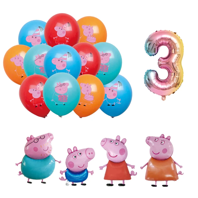 New Peppa Pig Birthday Party Decoration George Susy Ballons For Kid Event Supplies Disposable Tableware Banner Backdrop Gift