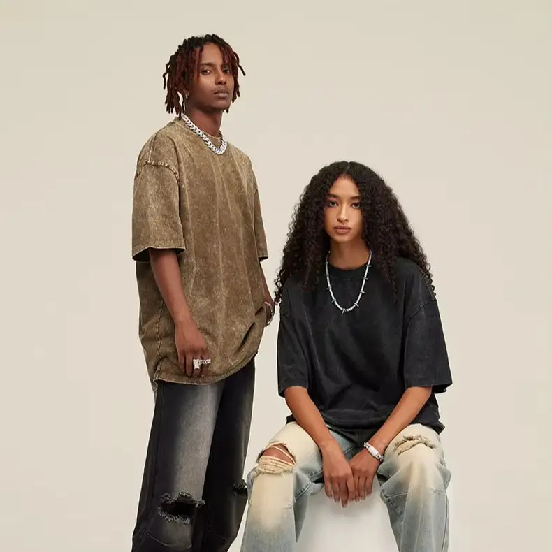 Custom Your LOGO Hip Hop Streetwear Men 100% Cotton T-shirts Oversized Washed Top Tee Unisex Summer Retro Brand Personalized